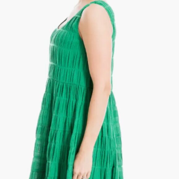 MAX STUDIO LONDON Texture Tiered Stretch Cotton Dress - Picture 6 of 6